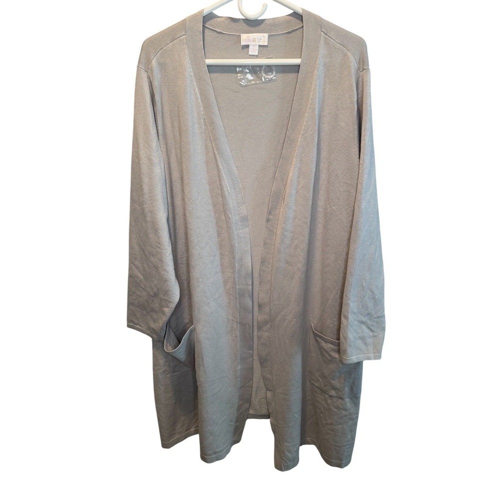 Belle by Kim Gravel Womens Grey Knit Lightweight Open Front Cardigan 1XP NEW
